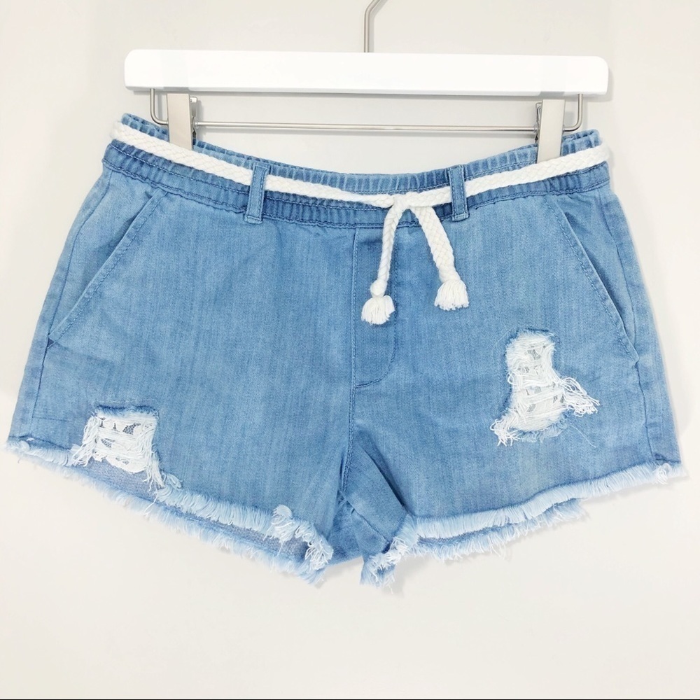 Aerie by American Eagle Lace Panel Belted Shorts Size Small